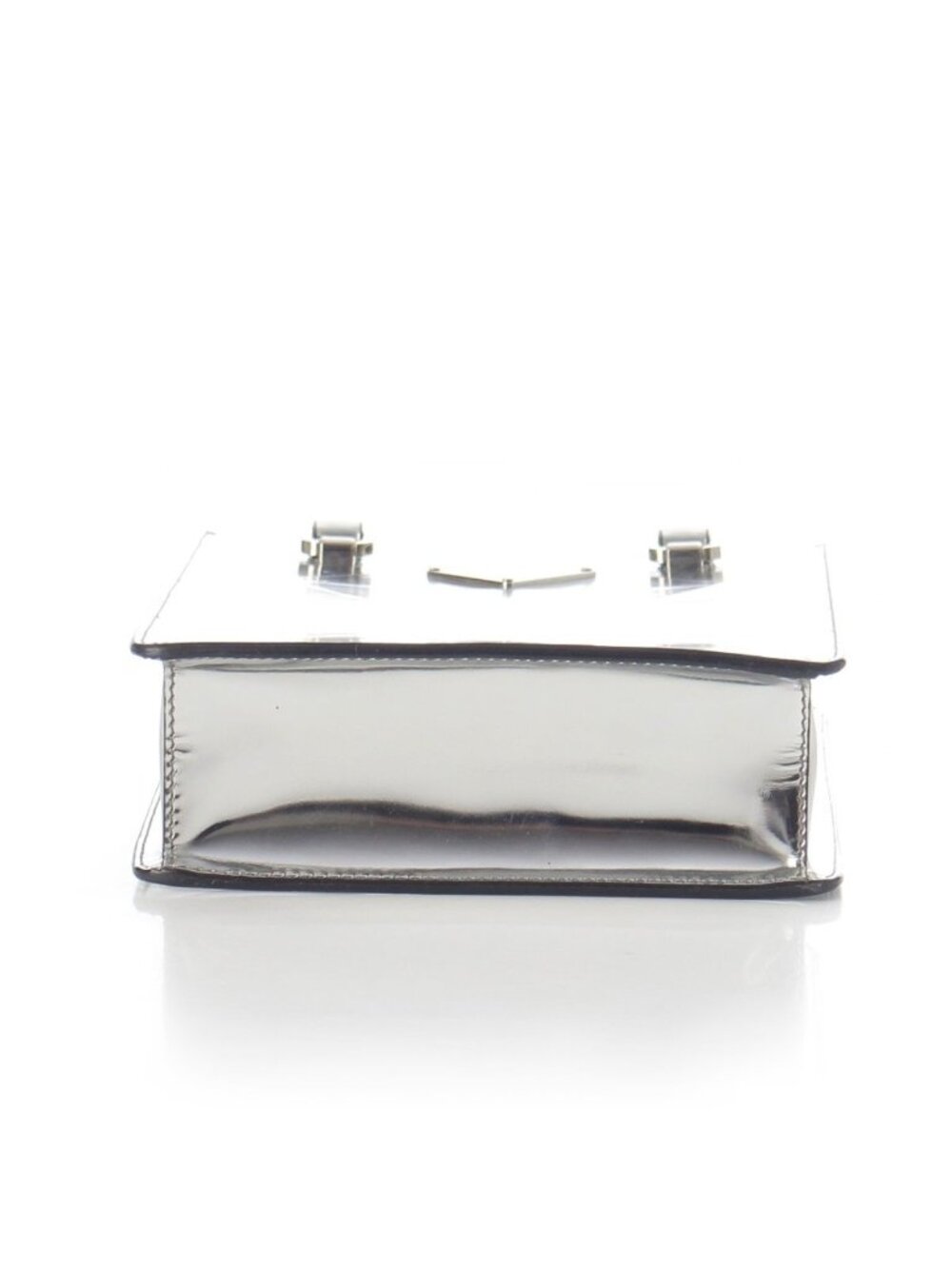 Prada Leather Triangle Logo Mini Chain Shoulder Bag Silver - Picture 6 of 10